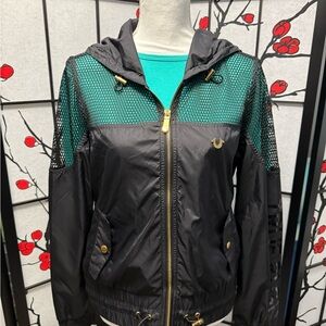True Religion Black and Gold Mesh Utility Jacket